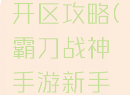 霸刀战神手游新手开区攻略(霸刀战神手游新手开区攻略大全)