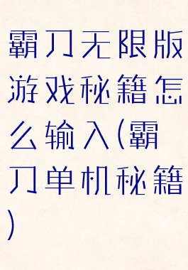 霸刀无限版游戏秘籍怎么输入(霸刀单机秘籍)