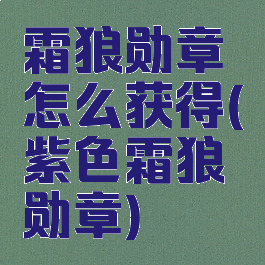 霜狼勋章怎么获得(紫色霜狼勋章)