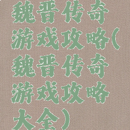 魏晋传奇游戏攻略(魏晋传奇游戏攻略大全)