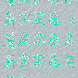 魔域手游的新手攻略(魔域手游的新手攻略怎么玩)