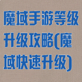 魔域手游等级升级攻略(魔域快速升级)