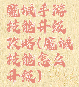 魔域手游技能升级攻略(魔域技能怎么升级)