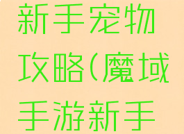 魔域手游新手宠物攻略(魔域手游新手必看攻略)