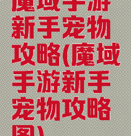 魔域手游新手宠物攻略(魔域手游新手宠物攻略图)