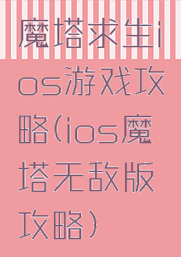 魔塔求生ios游戏攻略(ios魔塔无敌版攻略)