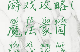 魔法家园游戏攻略(魔法家园游戏攻略视频)