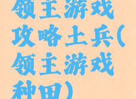 领主游戏攻略土兵(领主游戏种田)