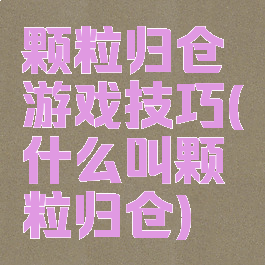 颗粒归仓游戏技巧(什么叫颗粒归仓)