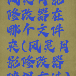 风灵月影修改器在哪个文件夹(风灵月影修改器使用方法)