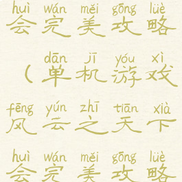 风云之天下会完美攻略(单机游戏风云之天下会完美攻略)