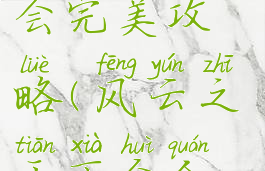 风云之天下会完美攻略(风云之天下会全要素攻略)