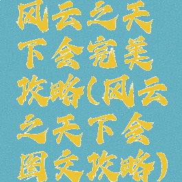 风云之天下会完美攻略(风云之天下会图文攻略)