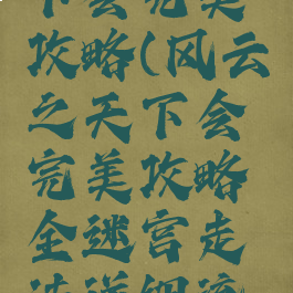 风云之天下会完美攻略(风云之天下会完美攻略全迷宫走法详细流程攻略)