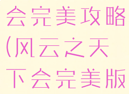 风云之天下会完美攻略(风云之天下会完美版)