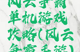 风云争霸单机游戏攻略(风云争霸手游)