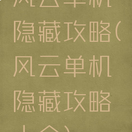 风云单机隐藏攻略(风云单机隐藏攻略大全)