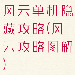 风云单机隐藏攻略(风云攻略图解)