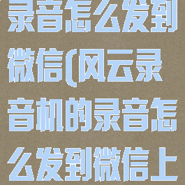 风云录音机的录音怎么发到微信(风云录音机的录音怎么发到微信上)