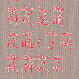 风云手游神风龙晶攻略(手游战神风云攻略)