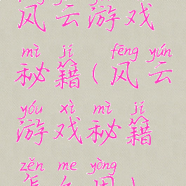 风云游戏秘籍(风云游戏秘籍怎么用)