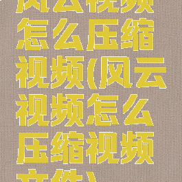 风云视频怎么压缩视频(风云视频怎么压缩视频文件)