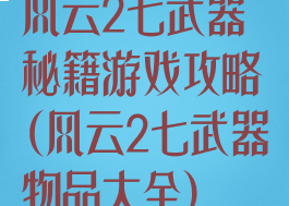 风云2七武器秘籍游戏攻略(风云2七武器物品大全)