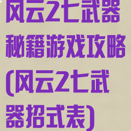 风云2七武器秘籍游戏攻略(风云2七武器招式表)