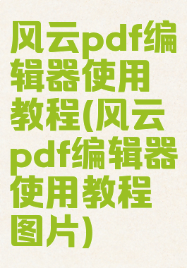 风云pdf编辑器使用教程(风云pdf编辑器使用教程图片)
