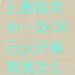 风云pdf编辑器怎么删除其中一页(风云pdf编辑器怎么删除其中一页内容)