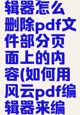 风云pdf编辑器怎么删除pdf文件部分页面上的内容(如何用风云pdf编辑器来编辑文件)