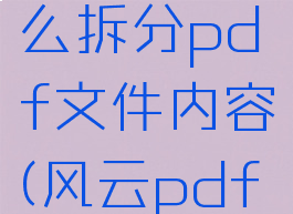 风云pdf编辑器怎么拆分pdf文件内容(风云pdf怎么编辑修改内容)