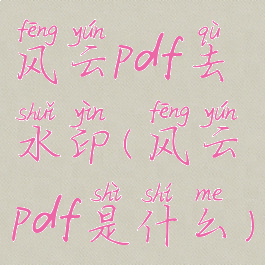 风云pdf去水印(风云pdf是什么)