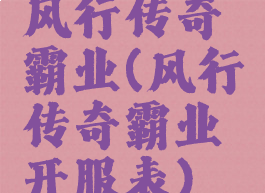 风行传奇霸业(风行传奇霸业开服表)