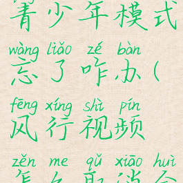 风行视频的青少年模式忘了咋办(风行视频怎么取消会员)