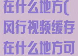 风行视频缓存在什么地方(风行视频缓存在什么地方可以看)