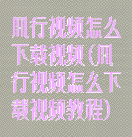 风行视频怎么下载视频(风行视频怎么下载视频教程)