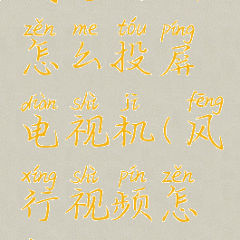 风行视频怎么投屏电视机(风行视频怎样)