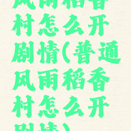 风雨稻香村怎么开剧情(普通风雨稻香村怎么开剧情)