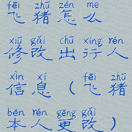 飞猪怎么修改出行人信息(飞猪本人更改)