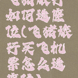 飞猪旅行如何选座位(飞猪旅行买飞机票怎么选座位)