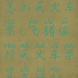 飞猪旅行怎么买火车票(飞猪旅行买火车票是直接扣钱吗)