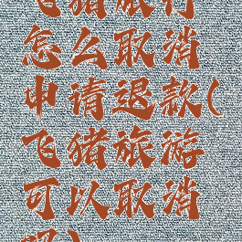飞猪旅行怎么取消申请退款(飞猪旅游可以取消吗)