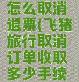 飞猪旅行怎么取消退票(飞猪旅行取消订单收取多少手续费)