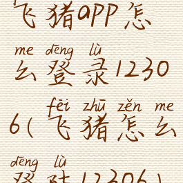 飞猪app怎么登录12306(飞猪怎么登陆12306)