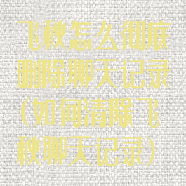 飞秋怎么彻底删除聊天记录(如何清除飞秋聊天记录)