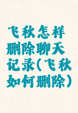 飞秋怎样删除聊天记录(飞秋如何删除)