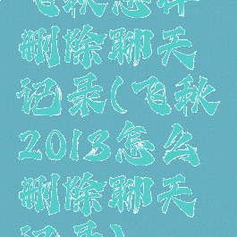 飞秋怎样删除聊天记录(飞秋2013怎么删除聊天记录)