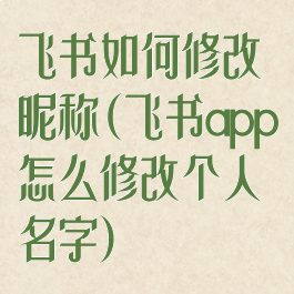 飞书如何修改昵称(飞书app怎么修改个人名字)