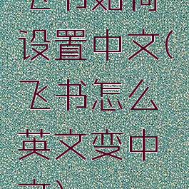 飞书如何设置中文(飞书怎么英文变中文)